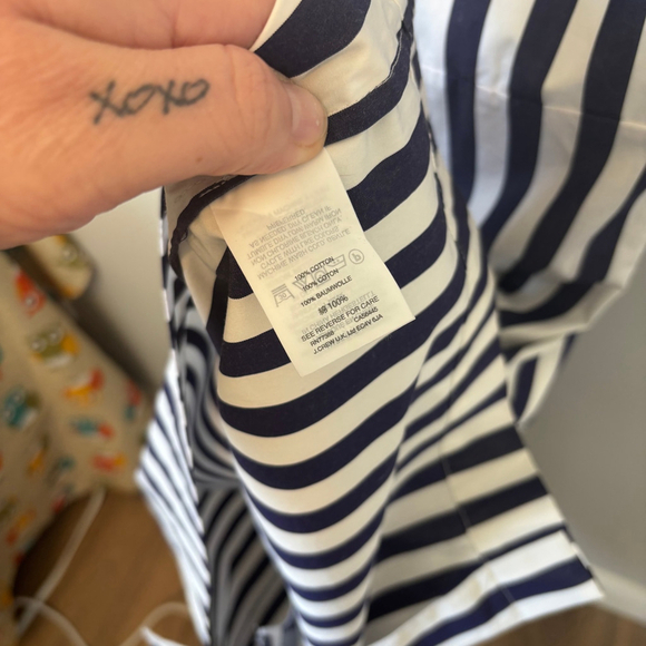 J. Crew Thomas Mason Women's Striped Apron Dress Navy & White SZ 14 - Picture 9 of 11